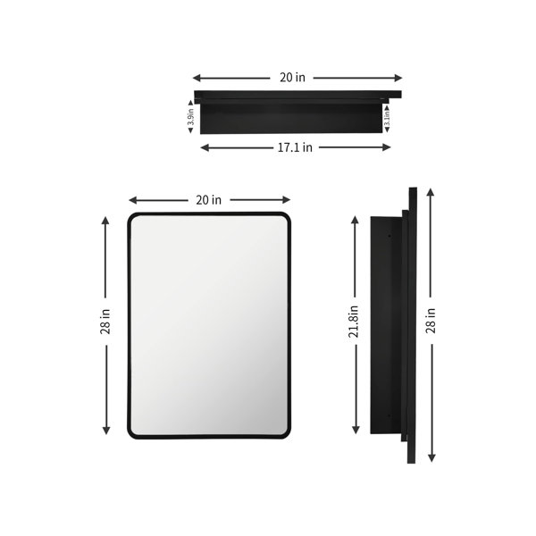Latitude Run® Cerryn W H Framed Medicine with Mirror and 3